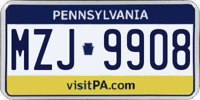 PA license plate MZJ9908