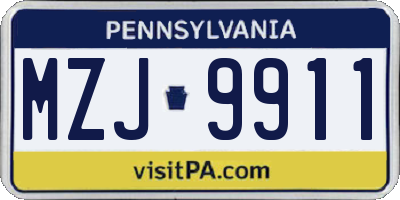 PA license plate MZJ9911
