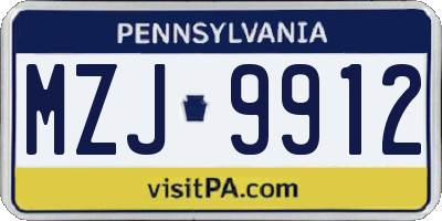 PA license plate MZJ9912