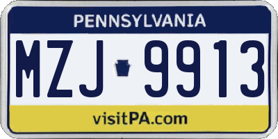 PA license plate MZJ9913
