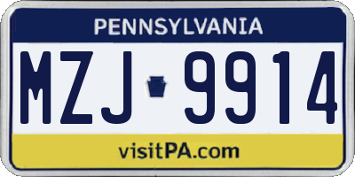 PA license plate MZJ9914