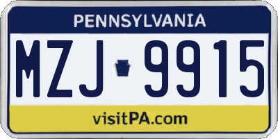 PA license plate MZJ9915