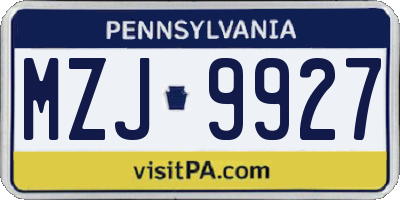 PA license plate MZJ9927