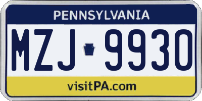 PA license plate MZJ9930