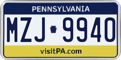 PA license plate MZJ9940