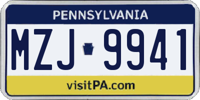 PA license plate MZJ9941