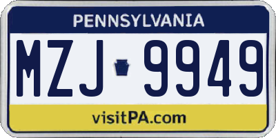 PA license plate MZJ9949