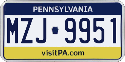 PA license plate MZJ9951