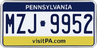 PA license plate MZJ9952