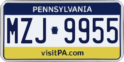 PA license plate MZJ9955