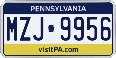 PA license plate MZJ9956