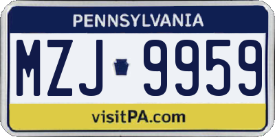 PA license plate MZJ9959