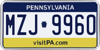 PA license plate MZJ9960