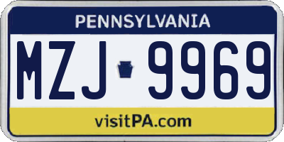 PA license plate MZJ9969