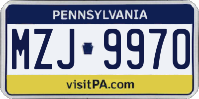 PA license plate MZJ9970