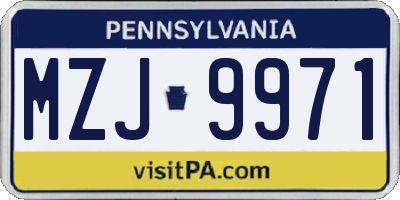 PA license plate MZJ9971