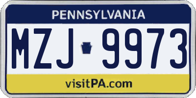 PA license plate MZJ9973