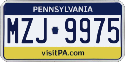 PA license plate MZJ9975