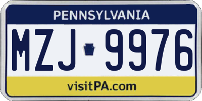 PA license plate MZJ9976