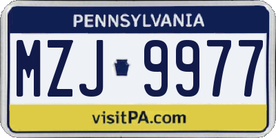 PA license plate MZJ9977
