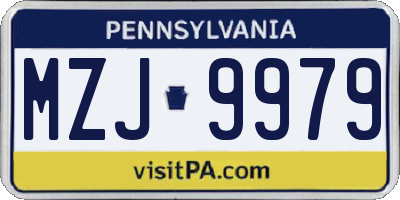 PA license plate MZJ9979