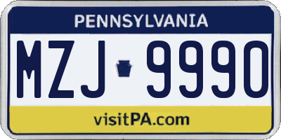 PA license plate MZJ9990