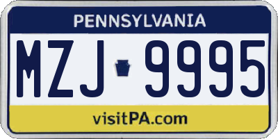 PA license plate MZJ9995