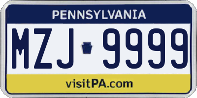 PA license plate MZJ9999