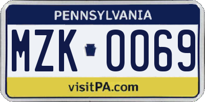PA license plate MZK0069