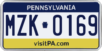 PA license plate MZK0169
