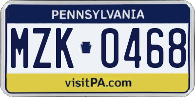 PA license plate MZK0468