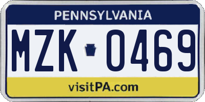 PA license plate MZK0469