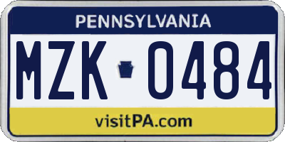 PA license plate MZK0484