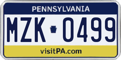 PA license plate MZK0499