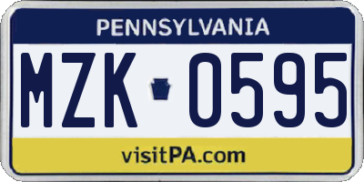 PA license plate MZK0595