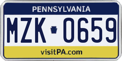 PA license plate MZK0659