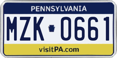 PA license plate MZK0661