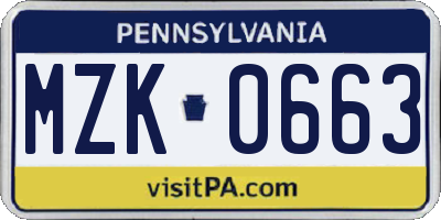 PA license plate MZK0663