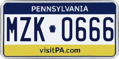 PA license plate MZK0666