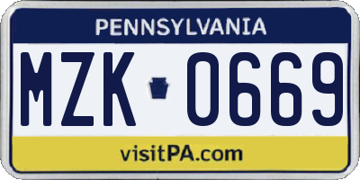 PA license plate MZK0669