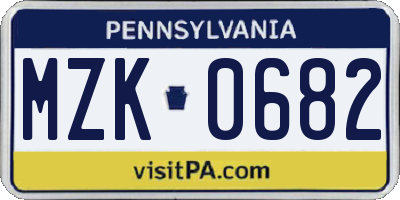 PA license plate MZK0682