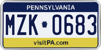 PA license plate MZK0683