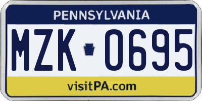 PA license plate MZK0695