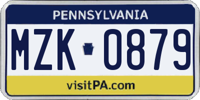 PA license plate MZK0879