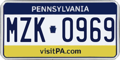 PA license plate MZK0969