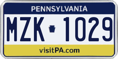 PA license plate MZK1029