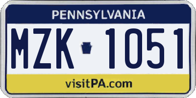 PA license plate MZK1051