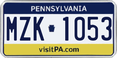 PA license plate MZK1053