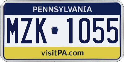PA license plate MZK1055