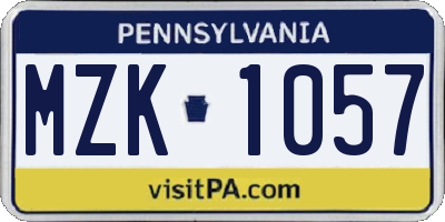 PA license plate MZK1057